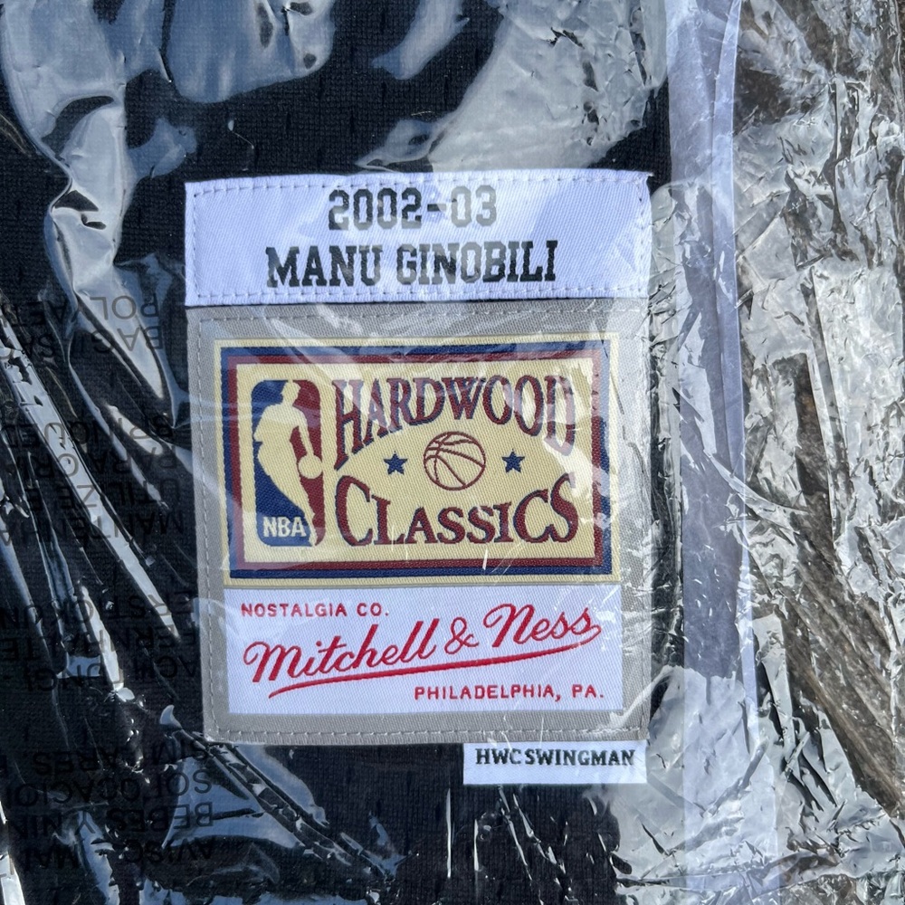 Mitchell and Ness Manu Ginobili Spurs Jersey Black and Silver size Small New